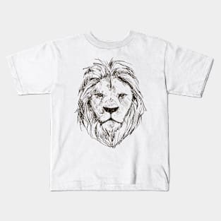 Lion Head Lineart Sketch Design Kids T-Shirt